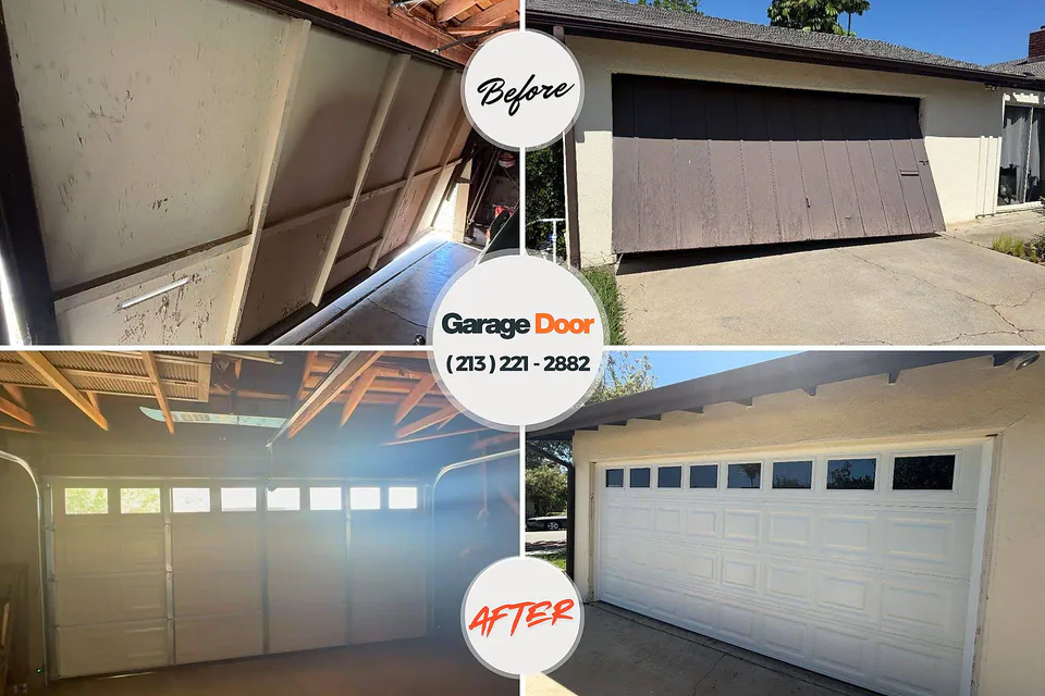 Before and after: garage door repair Maplesville, AL